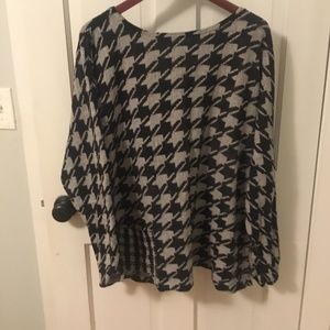 J jill sweater grey black oversized houndstooth pattern, 3x